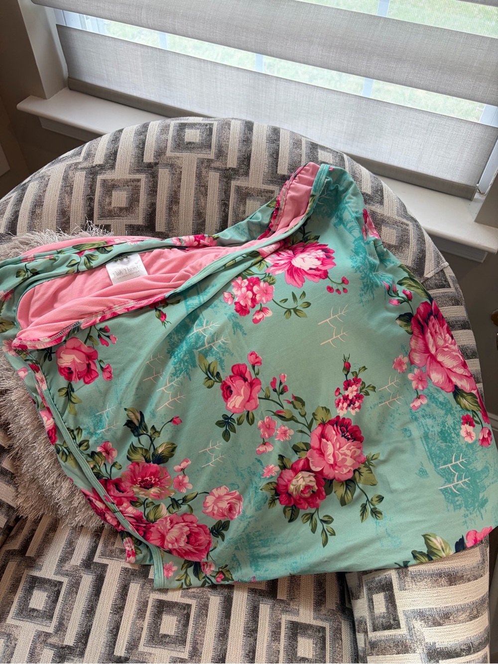 Posh Peanut Floral Quilted Baby Swaddle - Teal & Pink NWOT